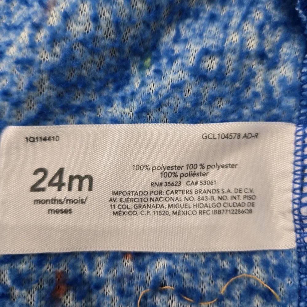 Carter's 24M Cookie‎ Monster Blue Sherpa Fleece Hooded Jacket Flecked Full Zip